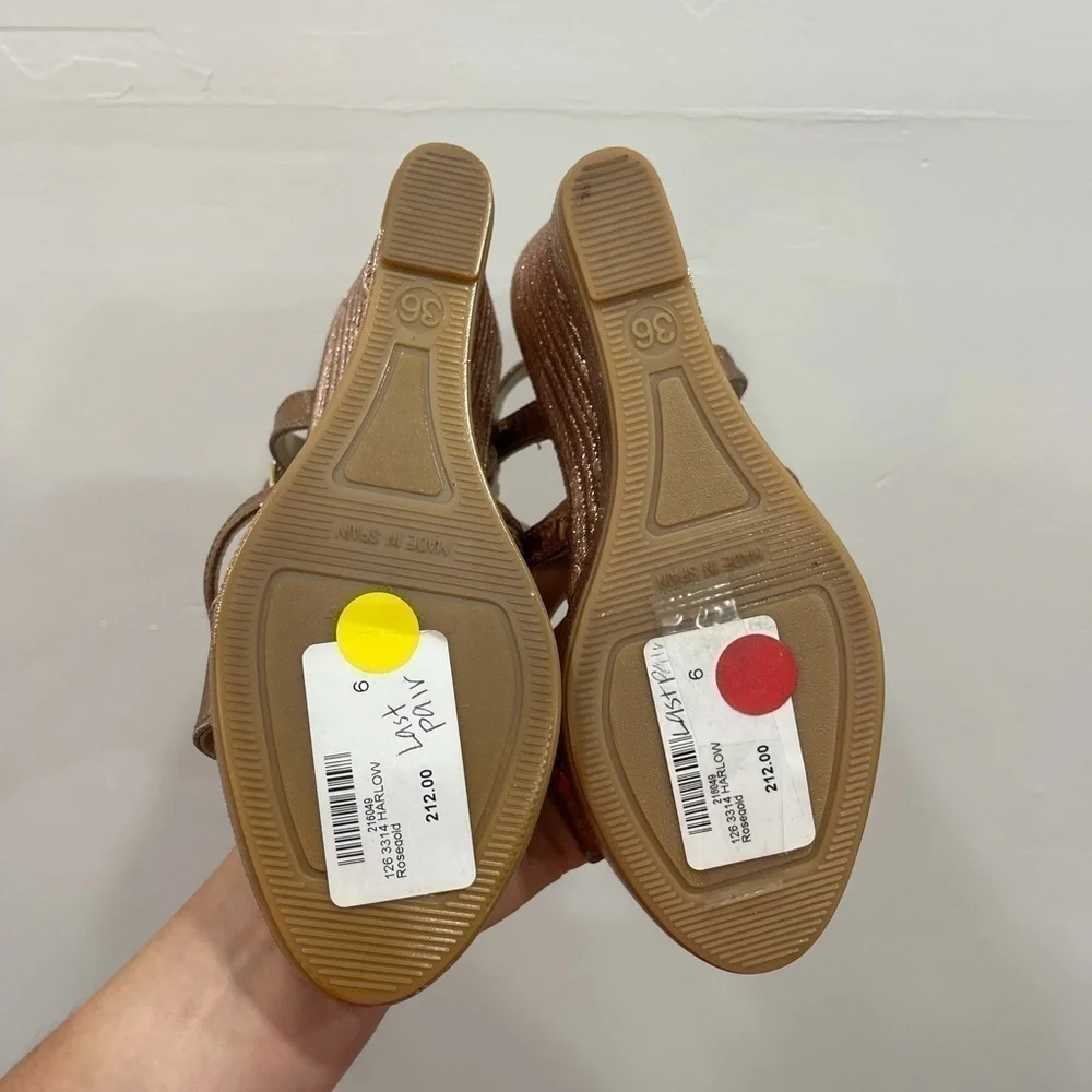 Cordani Harlow Rosegold Espadrille Wedge Sandal 36